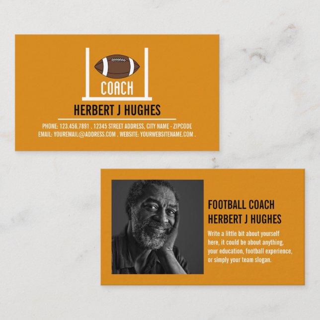 Carte De Visite American Football & Goal, Football Coach Photo (Devant / Derrière)
