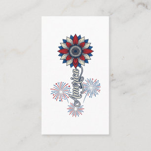 Carte De Visite Amérique Patriotique Fleurs Feu d'Artifice Design