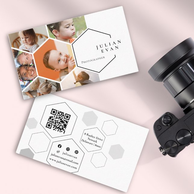 Carte De Visite Amiable Honeycomb Collage photo multiple (Créateur téléchargé)