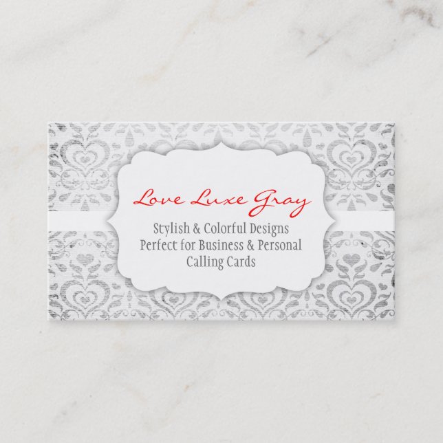 Carte De Visite Amour Bizcard gris Luxe (Devant)