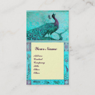 Carte De Visite AMOUR DE MARIAGE PAON MONOGRAMME Aqua Bleu Ivoire