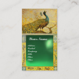 Carte De Visite AMOUR DE MARIAGE PAON MONOGRAMME jaune vert jade