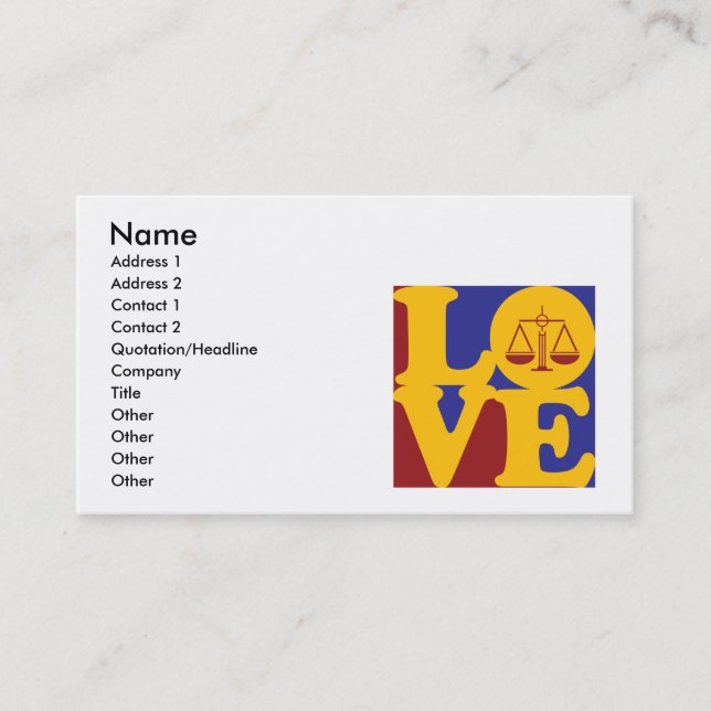 Carte De Visite Amour de travail de paralégal (Devant)