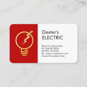 Carte De Visite Ampoule électrique dorée puissance foudre