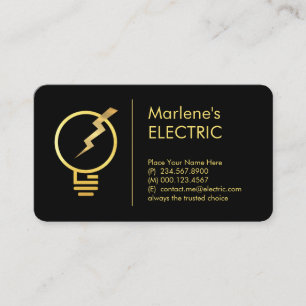 Carte De Visite Ampoule électrique dorée puissance foudre
