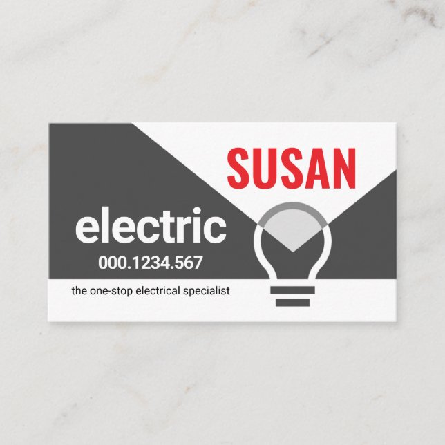 Carte De Visite Ampoule Électrique Éclairant Votre Nom (Devant)