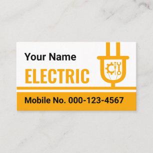 Carte De Visite Ampoule électrique lignes électriques jaunes