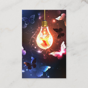 Carte De Visite Ampoule lumineuse avec papillons nocturnes