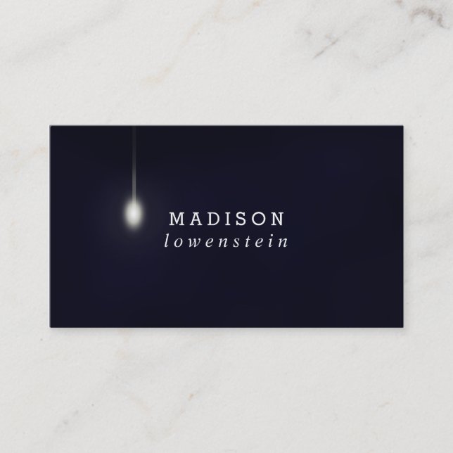Carte De Visite Ampoule lunatique de bleu marine moderne (Devant)