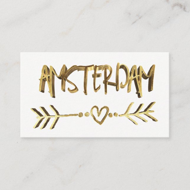 Carte De Visite Amsterdam Dutch Love Gold Look Typographie Élégant (Devant)