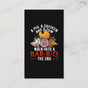 Carte De Visite Amusant BBQ Joke Pig Chicken Cow Barbecue Humour