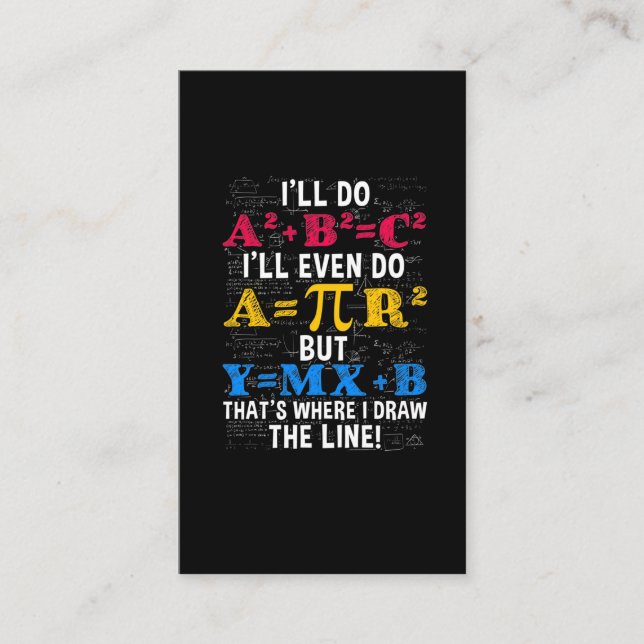 Carte De Visite Amusant Humour enseignant mathématiques algèbre pl (Devant)