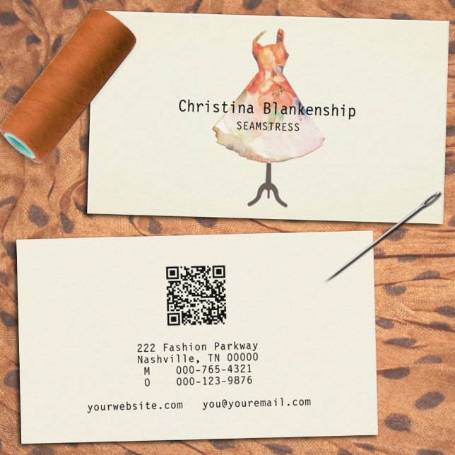Carte De Visite Amusant Seamstress Mannequin Torso QR Code personn (Créateur téléchargé)