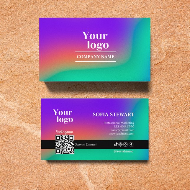 Carte De Visite Analyse De Dégradé Holographique Pour Connecter Le (Instagram Qr Code Holographic Gradient Social Medi Business Card)