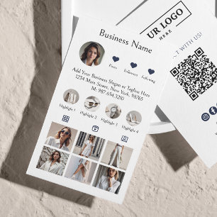 Carte De Visite Analyse Instagram Pour Connecter le code QR bleu