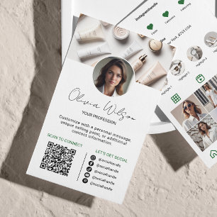 Carte De Visite Analyse Instagram Pour Connecter le code QR Vert