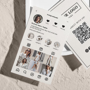 Carte De Visite Analyse Instagram Pour Connecter QR Code Beige