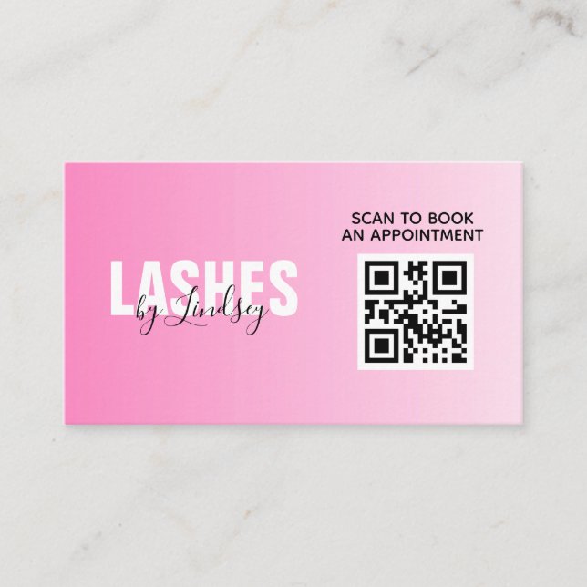 Carte De Visite Analyser le code QR rose professionnel pour réserv (Devant)