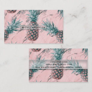 Carte De Visite Ananas Rose Marbre Tourbillon Moderne Chic Tropica
