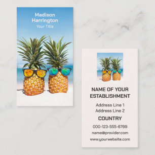 Carte De Visite Ananas Tropical Texte Personnalisé