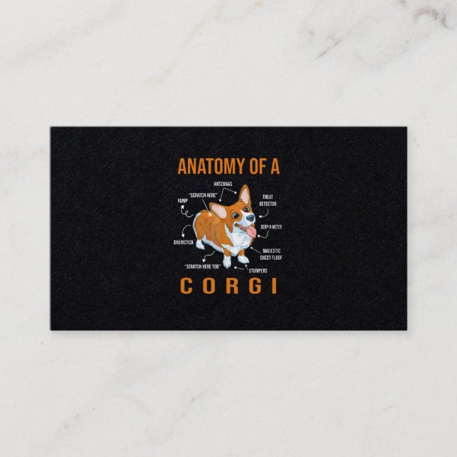 Carte De Visite Anatomie d'un chien de Corgi Funny (Devant)