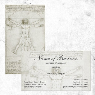 Carte De Visite Anatomie humaine, l'Homme de Vitruve de Léonard de