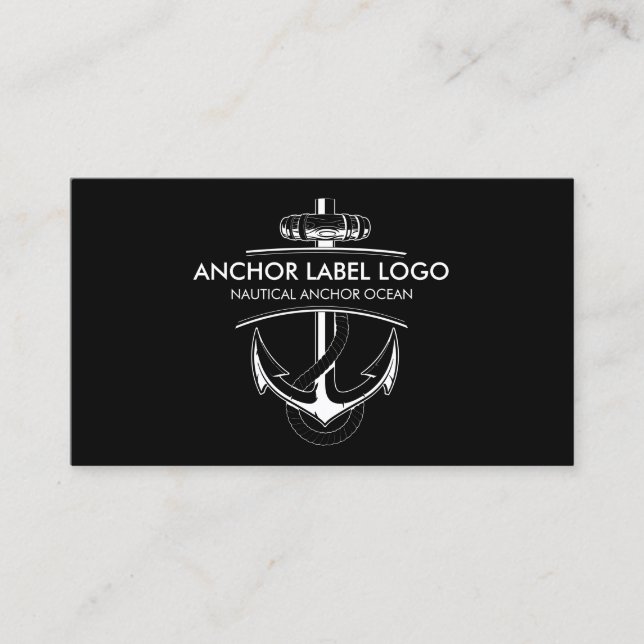 Carte De Visite Ancre de bateau nautique noir uni (Devant)