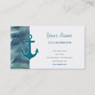 Carte De Visite Ancre de Parties scintillant d'aquarelle Turquoise