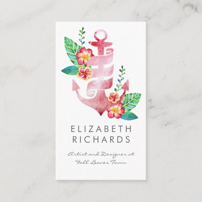 Carte De Visite Ancre de plage nautique croisière côtière (Devant)