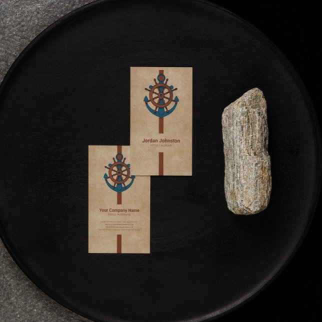 Carte De Visite Ancre Et Bateau Roudder Beige Arrière - plan (Créateur téléchargé)