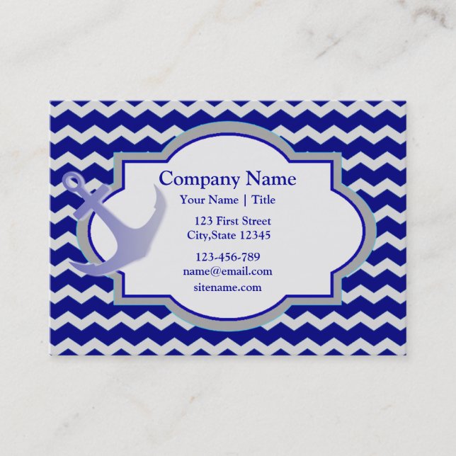 Carte De Visite Ancre Nautical Chevron (Devant)