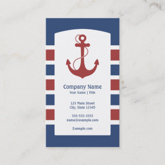Carte De Visite Ancre nautique rouge et bleue