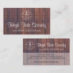 Carte De Visite Ancre nautique sur la plage vintage en bois