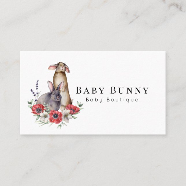 Carte De Visite Anemone Bunnies Baby Boutique Social Media Busines (Devant)