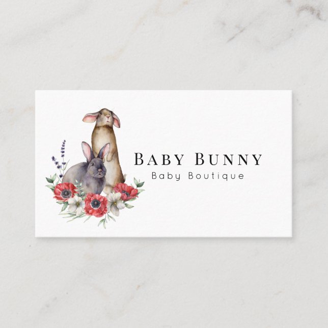 Carte De Visite Anemone Bunnies Baby Boutique Social Media Busines (Devant)