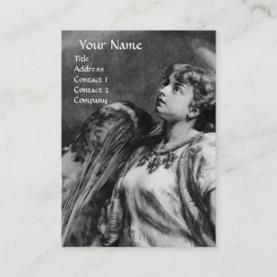 Carte De Visite ANGE ROMANTIQUE AVEC PEUR EN Pearl BLANC NOIR