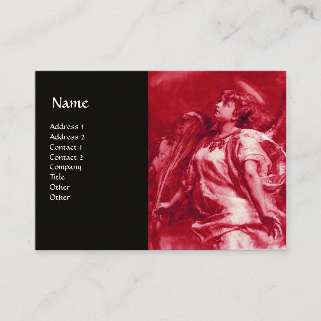 Carte De Visite ANGE ROMANTIQUE AVEC PEUR EN ROSE, FUCHSIA Noir (Devant)