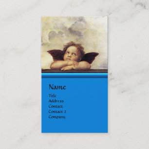 Carte De Visite ANGEL aile Cherub Monogramme bleu saphir argent