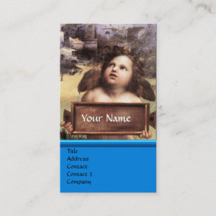 Carte De Visite ANGEL aile Cherub Monogramme bleu saphir argent