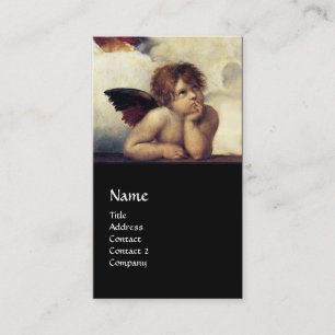 Carte De Visite ANGEL aile Cherub Monogramme bleu saphir noir