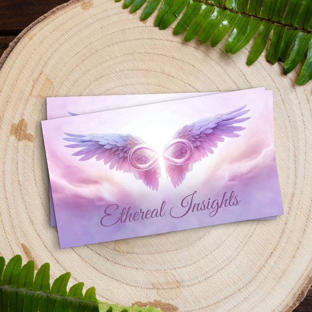 Carte De Visite Angel ailes et symbole d'infini - pastel doux (Créateur téléchargé)