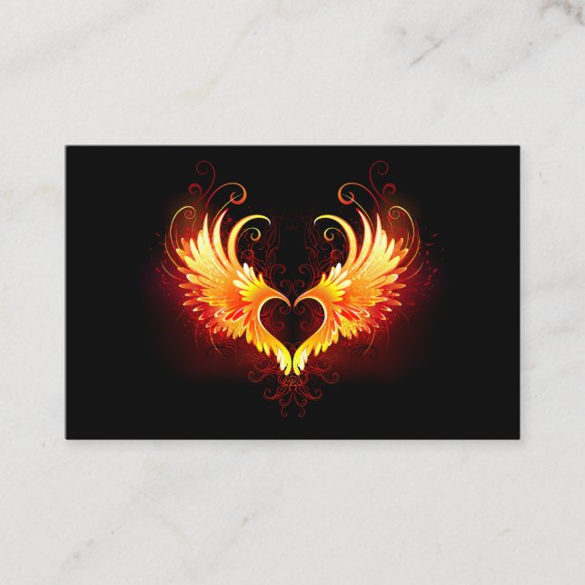 Carte De Visite Angel Fire Heart with Wings (Devant)