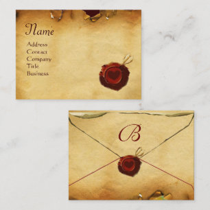 Carte De Visite ANGEL HEART RED WAX SEAL PARCHMENT Monogramme