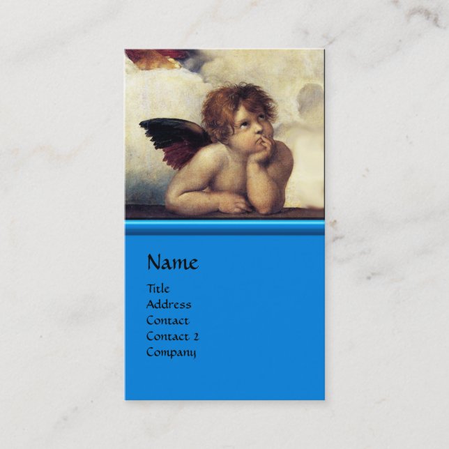 Carte De Visite ANGELS Aime Cherub Monogramme Blue Sapphire argent (Devant)
