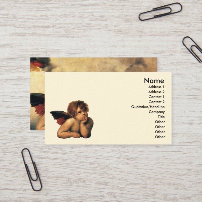Carte De Visite Anges de la Madone Sixtine par Raphaël (Devant/Arrière en situation)