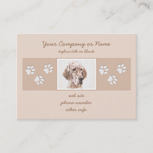 Carte De Visite Anglais Setter Orange Belton Peinture Chien Art (Devant)