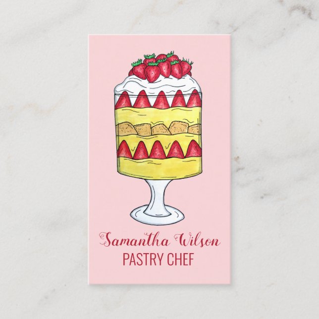 Carte De Visite Anglais Trifle Fruit Custsert Cuisine britannique (Devant)