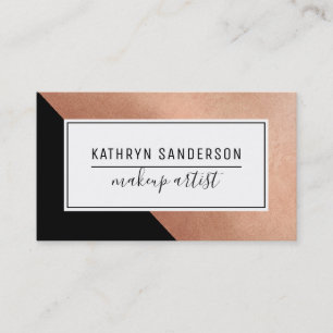 Carte De Visite ANGLE MINIMAL MODERNE rose coin or noir blanc
