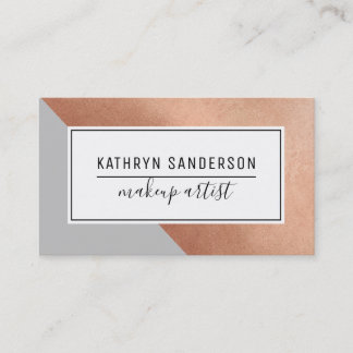 Carte De Visite ANGLE MINIMAL MODERNE rose or corner gris gris