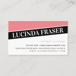 Carte De Visite ANGLE MODERNE GRAS minimal corail noir rose simple